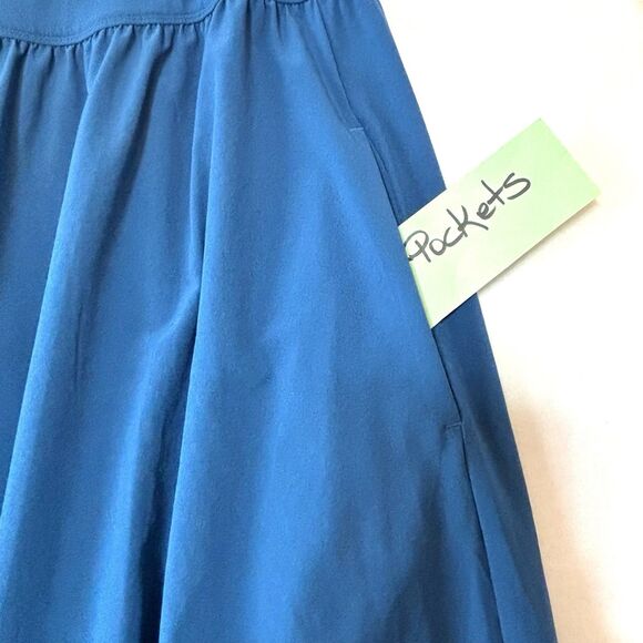 Athleta Women’s M/P Elation V-Neck Hybrid Midi Dress in Blue Built In Bra - Picture 7 of 13